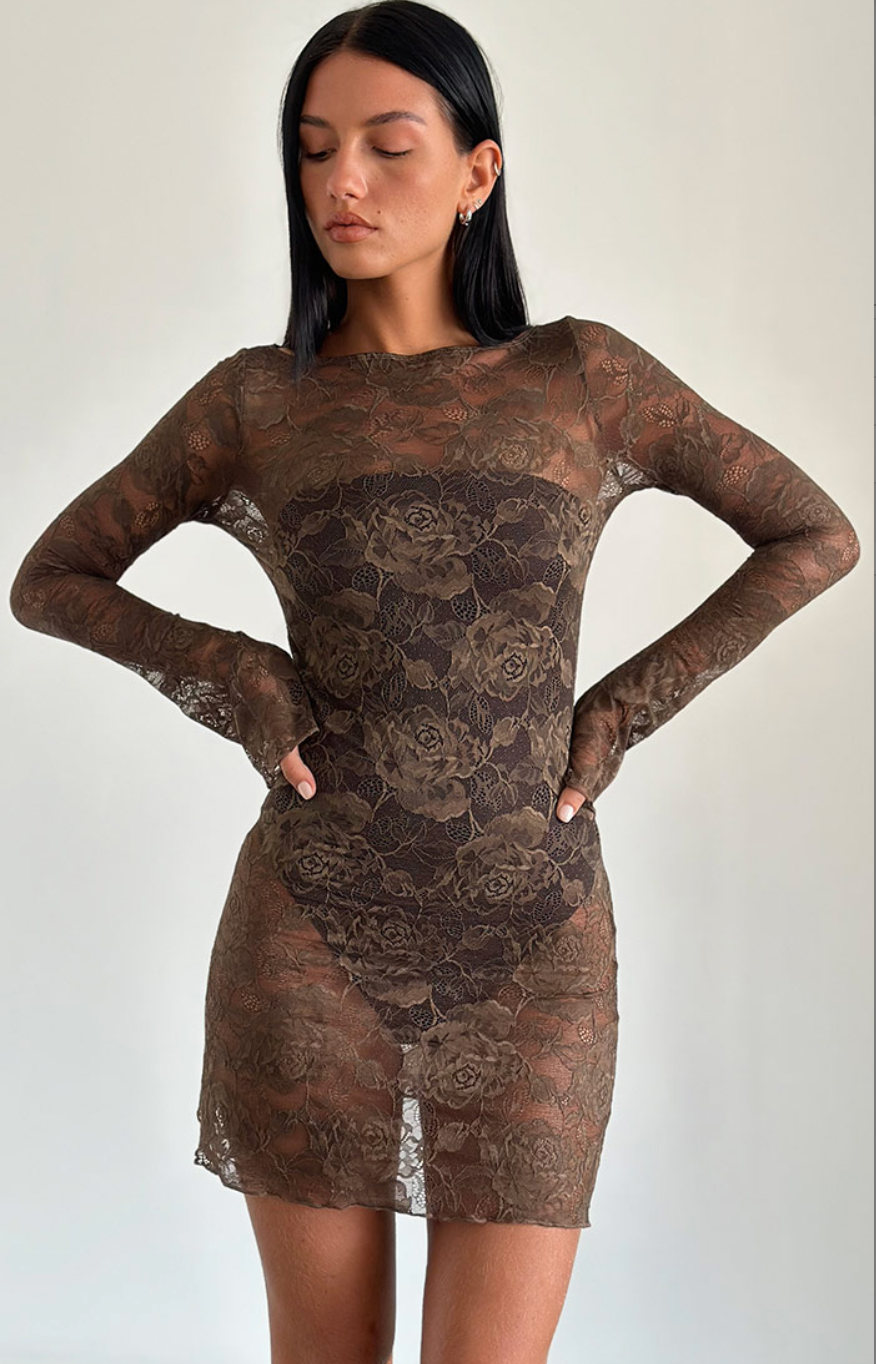 chinese dress ladies Jeilani Open Back Lace Mini Dress in Cream